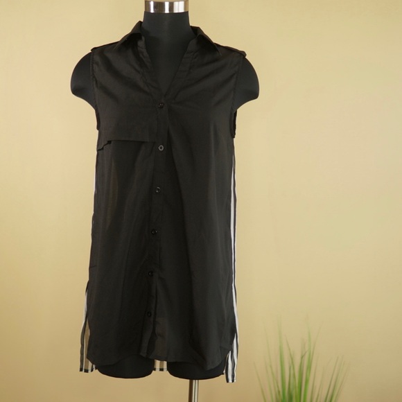 Sheer Stripe-Paneled Crepe Blouse - Picture 2 of 5